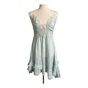 Free People One Boho Babydoll Dress Cottage Indie Fairy Festival Hippie Large